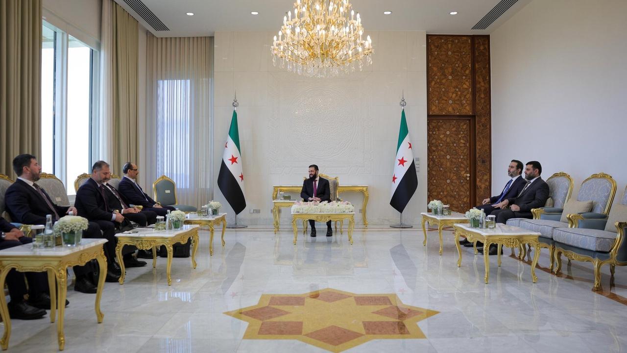 Turkish National Intelligence Organization (MIT) chief Ibrahim Kalin meets with Syrian President Ahmed al-Sharaa, Damascus, Syria, May 19, 2026. (IHA Photo)