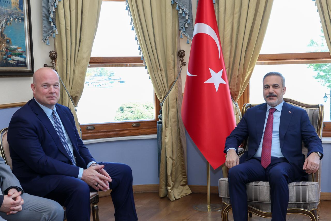 Turkish Foreign Minister Hakan Fidan meets with US Ambassador to NATO Matthew Whitaker in Istanbul, Türkiye on May 16, 2026. (Turkish Foreign Ministry Handout/AA Photo)