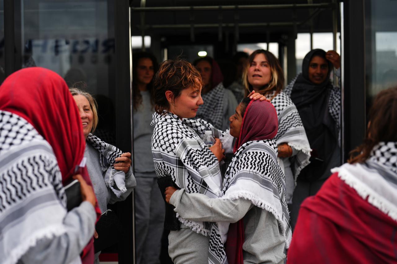 Members of the Global Sumud Flotilla are taken to the Istanbul Council of Forensic Medicine for medical examinations after arriving at Istanbul Airport on May 21, 2026. (AA Photo)
