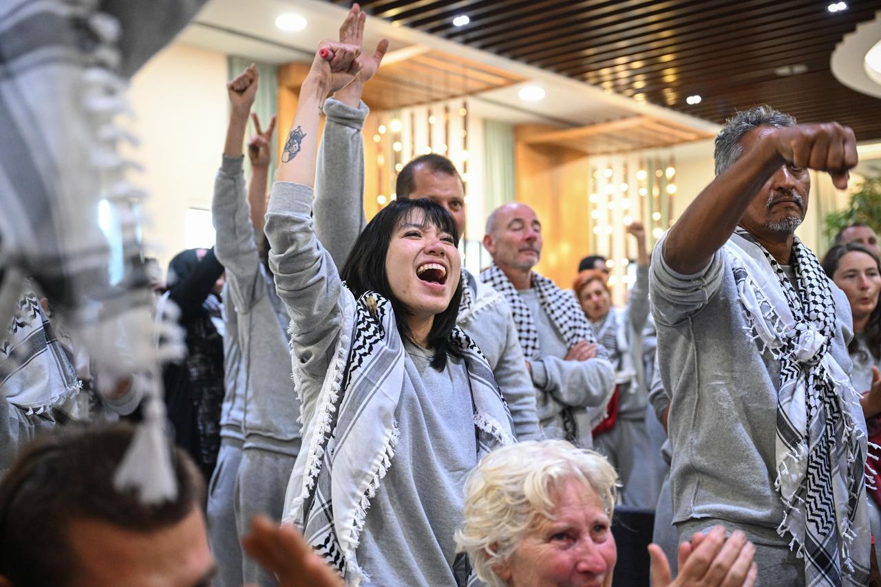 Members of the Global Sumud Flotilla are taken to the Istanbul Council of Forensic Medicine for medical examinations after arriving at Istanbul Airport on May 21, 2026. (AA Photo)