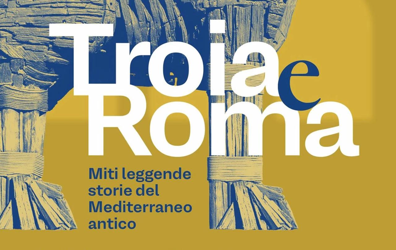Official visual for the “Troy and Rome: Myths, Legends and Stories of the Ancient Mediterranean” exhibition, which will open at the Colosseum Archaeological Park in Rome, Italy, in 2026. (Image via Roma Pop)