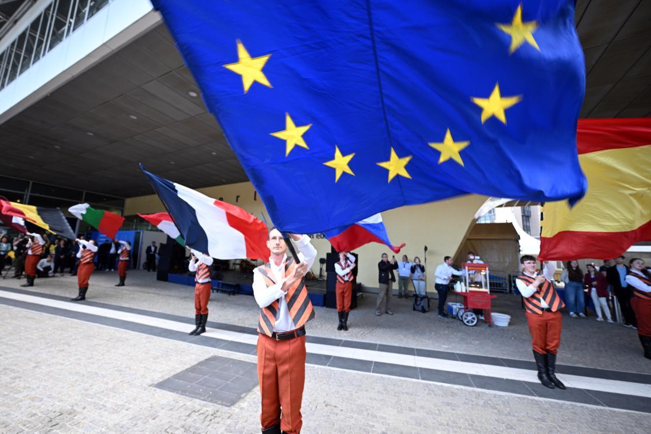Performance is held during the "Open Door Day" event held to mark the 76th anniversary of the foundation of the European Union in Brussels, Belgium on May 9, 2026. (AA Photo)