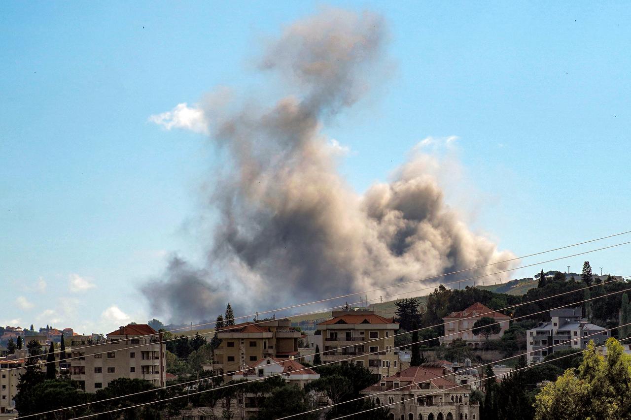 Smoke rises following Israeli bombardment on the village of Jibshit in southern Lebanon, May 23, 2026. (AFP Photo)