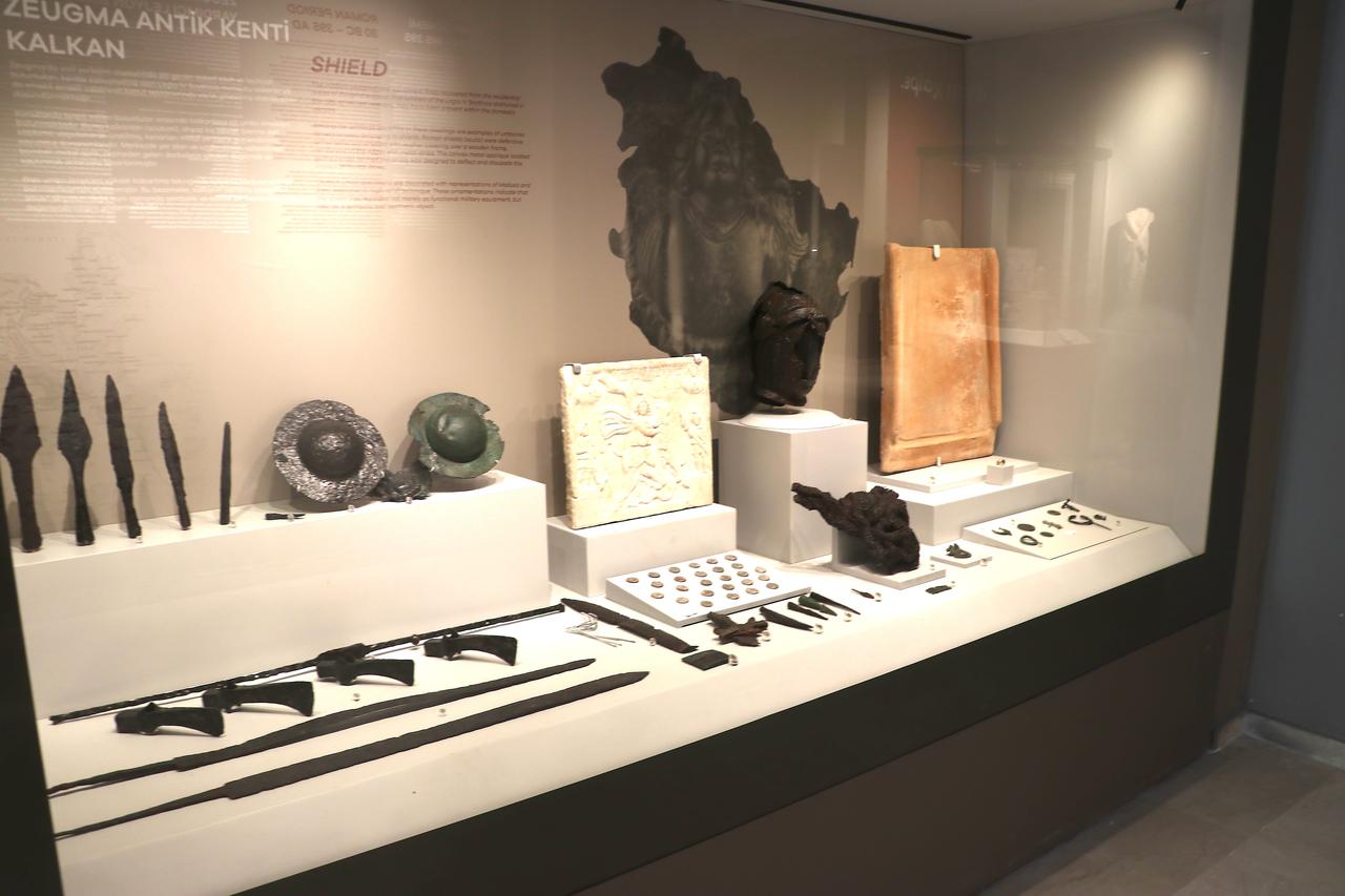 Military artifacts from the ancient city of Zeugma are displayed at Gaziantep Archaeology Museum, Gaziantep, Türkiye, May 22, 2026. (AA Photo)