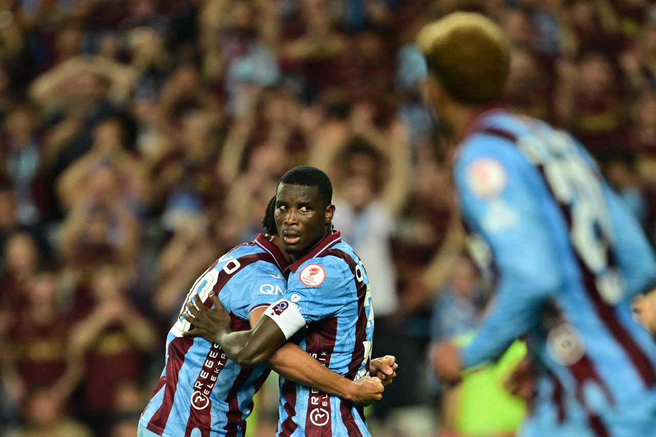 Paul Onuachu of Trabzonspor scores a goal during the Turkish Cup final between Trabzonspor and TUMOSAN Konyaspor at Corendon Airlines Park Antalya Stadium in Antalya, Türkiye, May 22, 2026. (AA Photo)