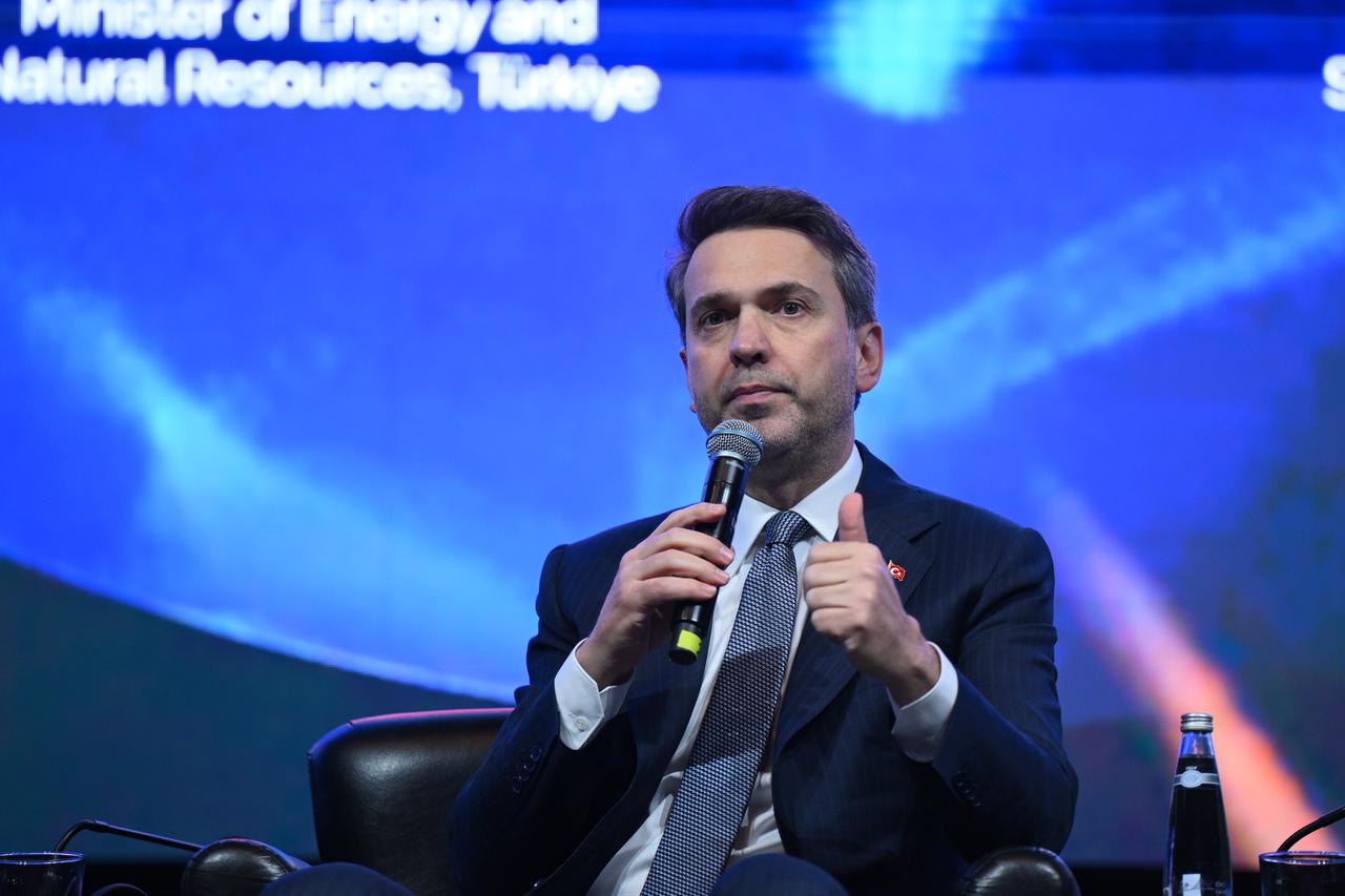 Turkish Minister of Energy and Natural Resources Alparslan Bayraktar attends and delivers a speech at the "Ministers Session" during the 2nd Istanbul Natural Resources Summit in Istanbul, Türkiye, on May 22, 2026. (AA Photo)