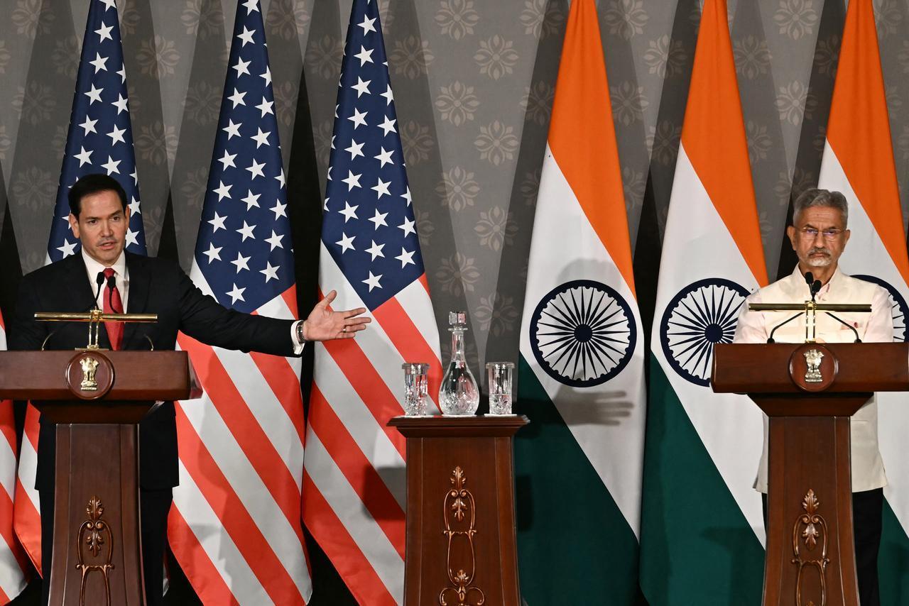 US Secretary of State Marco Rubio (L) addresses a joint press conference with India's Foreign Minister Subrahmanyam Jaishankar following their meeting at Hyderabad House in New Delhi, May 24, 2026. (AFP Photo)