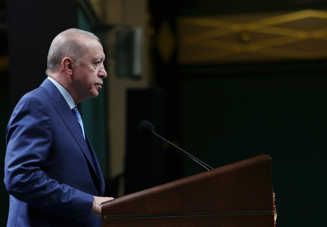 Turkish President Recep Tayyip Erdogan holds a press conference after the cabinet meeting at the Presidential Complex in Ankara, Türkiye, May 18, 2026. (Photo via Turkish Presidency/Mustafa Kamaci)