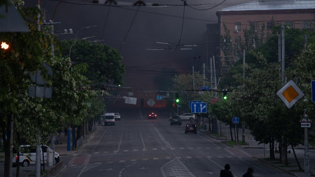 A view of damage and destruction after Russia targeted the Ukrainian capital of Kyiv with a series of ballistic missile strikes, May 24, 2026, in Kyiv, Ukraine. (AA Photo)