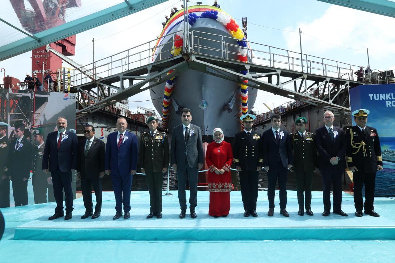 Turkish and Malaysian officials at the ceremony of the launch of the Royal Malaysian Navy's "Tunku Laksamana Abdul Jalil," on May 24, 2026, at the Istanbul Shipyard, Istanbul, Türkiye. (Photo via STM/Handout)
