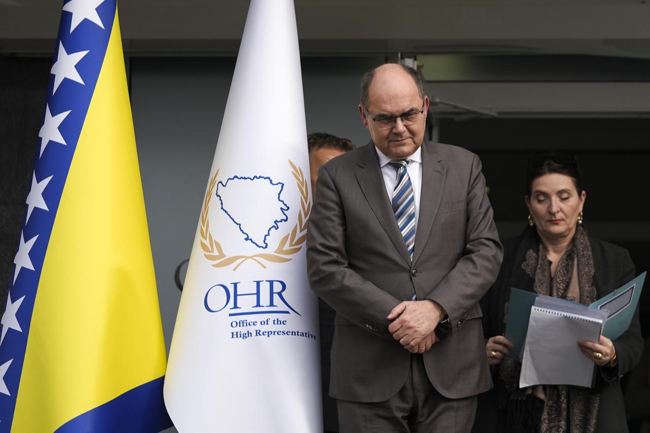 High Representative of Bosnia and Herzegovina, Christian Schmidt makes statements to the press members following the Peace Implementation Council meeting in Sarajevo, Bosnia and Herzegovina on February 25, 2025. (AA Photo)