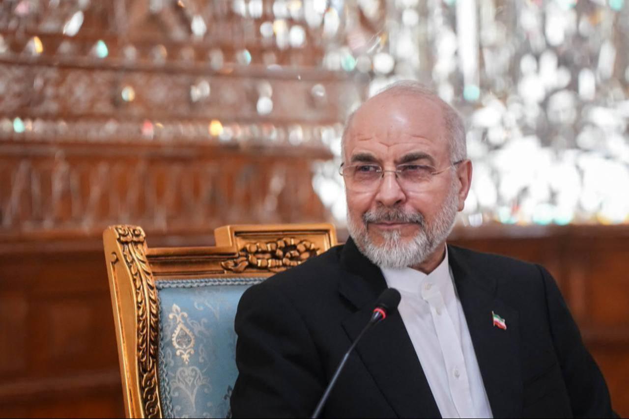 Speaker of the Iranian Parliament Mohammad Bagher Ghalibaf who also heads Iran’s negotiation delegation in talks with US, April 16, 2026, in Tehran, Iran. (Photo via Iranian Parliament Speaker Office/HO)