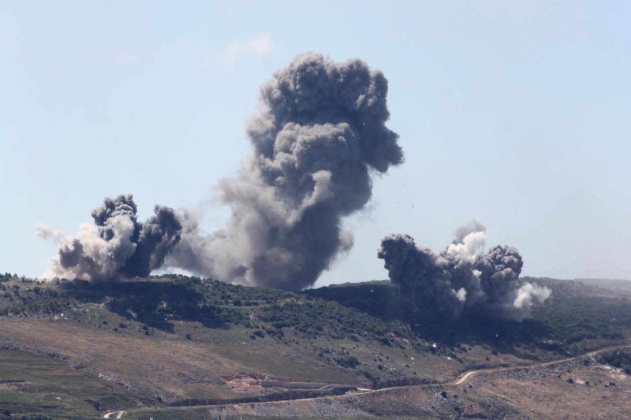 Smoke rises following an Israeli strike on the southern village of Mazraat Aali et Taher on May 24, 2026. (AFP Photo)