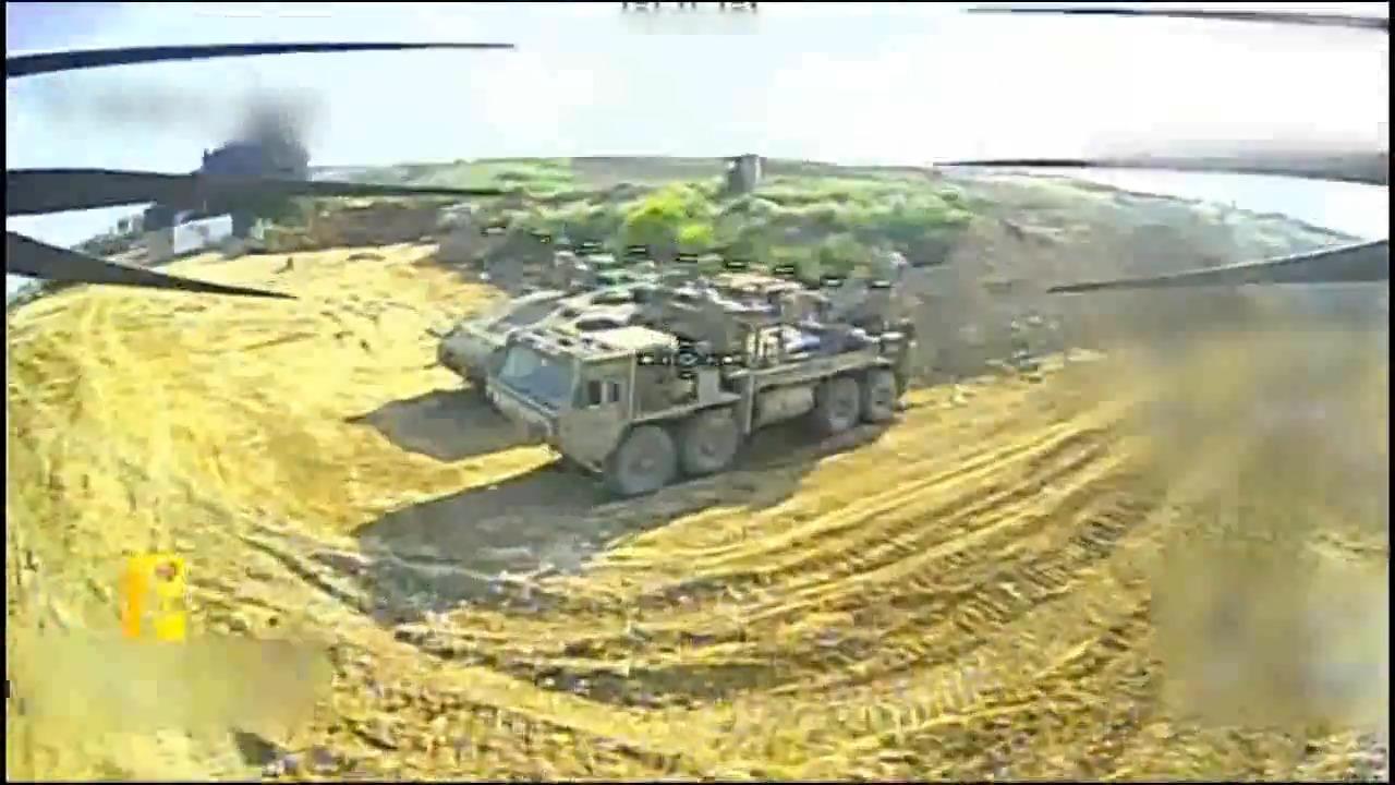 The photo shows an Israeli army military truck from Hezbollah's FPV drone's POV in southern Lebanon at an unspecified location and time. (Photo via Telegram)