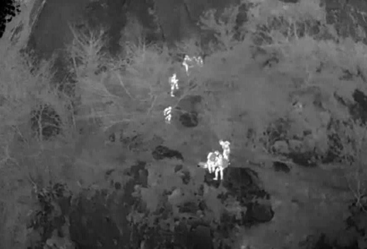 The photo reportedly shows Israeli soldiers operating in southern Lebanon from Hezbollah's POV at an unspecified location and time. (Photo via Telegram)