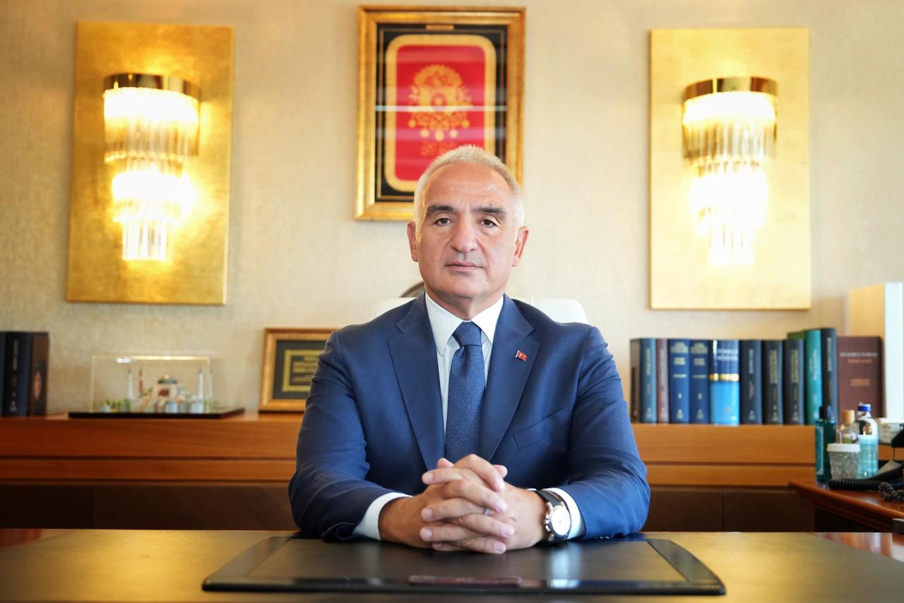 Türkiye’s Culture and Tourism Minister Mehmet Nuri Ersoy poses in his office. (Photo via Culture and Tourism Ministry)