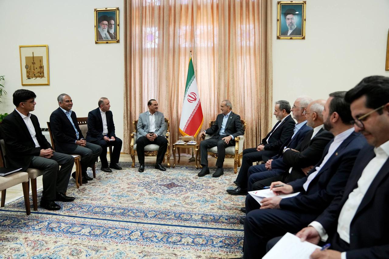 Iranian President Masoud Pezeshkian meets with Pakistani Chief of General Staff Asim Munir in Tehran, Iran on May 23, 2026. (Iranian Foreign Ministry/ Handout/AA Photo)