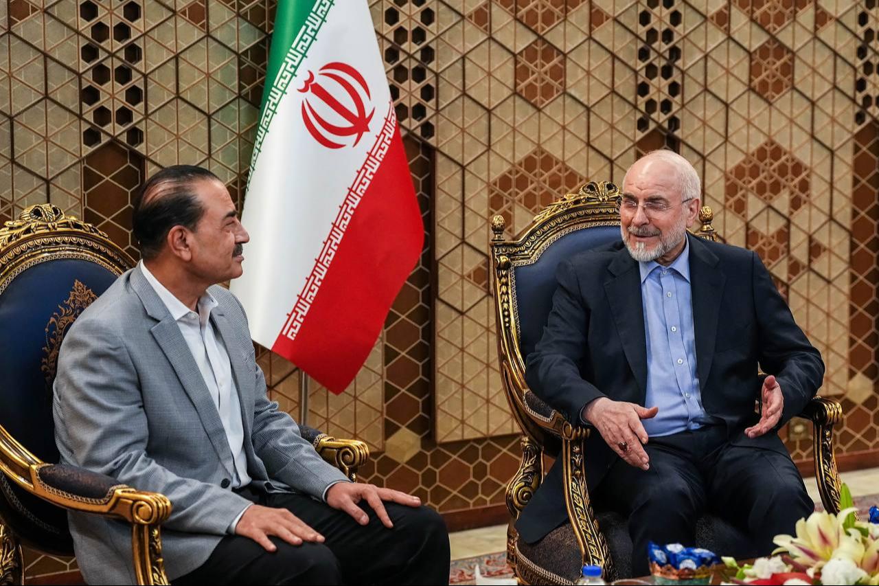 Pakistan's Chief of Army Staff Asim Munir (L) meets with Iranian Parliament Speaker Mohammad Bagher Ghalibaf (R), who heads the Iranian delegation in negotiations with the US, in Tehran, Iran, May 23, 2026. (AA Photo)