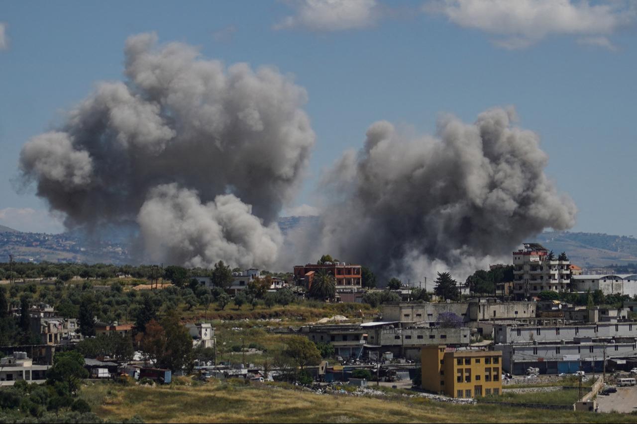 Smoke rises following an Israeli strike on the southern village of Nabatieh, Lebanon, May 24, 2026. (AFP Photo)