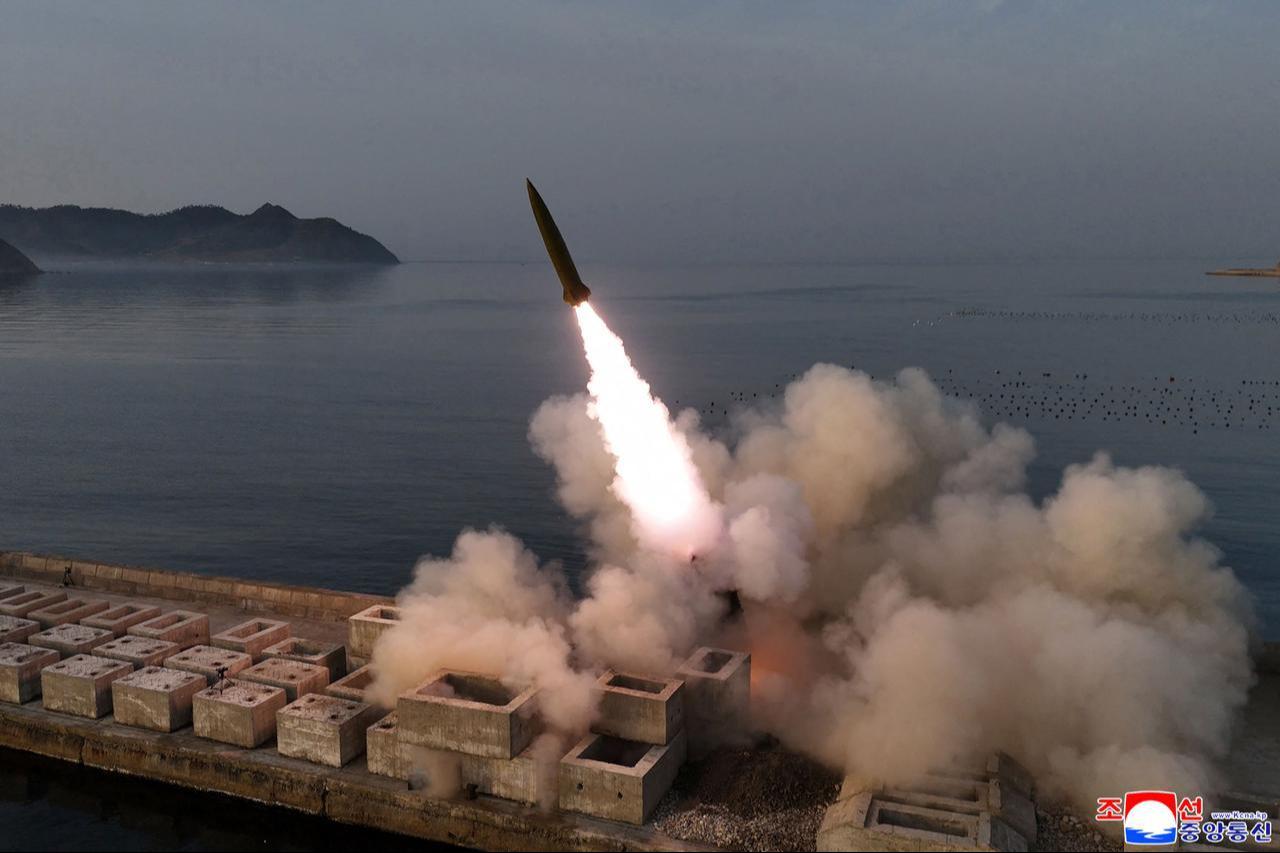 This picture taken on April 19, 2026 and released by North Korea's official Korean Central News Agency (KCNA) on April 20, 2026 shows the test-fire of a ballistic missile at an undisclosed location in North Korea. (AFP Photo)
