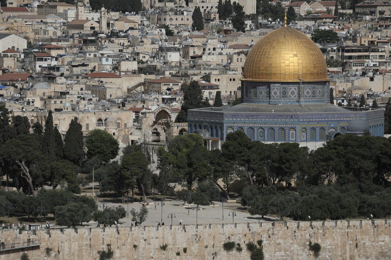 Dozens of Israeli settlers storm the Al-Aqsa Mosque complex during the provocative "Flag March" to mark Jerusalem Day in East Jerusalem on May 14, 2026. (AA Photo)