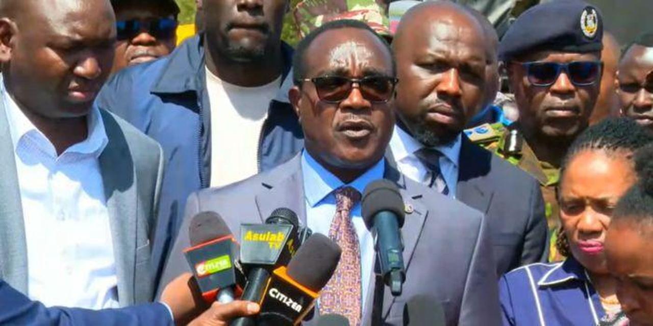 Education CS Julius Ogamba during press release upon the incident(Photo via Kenyans.co.ke)