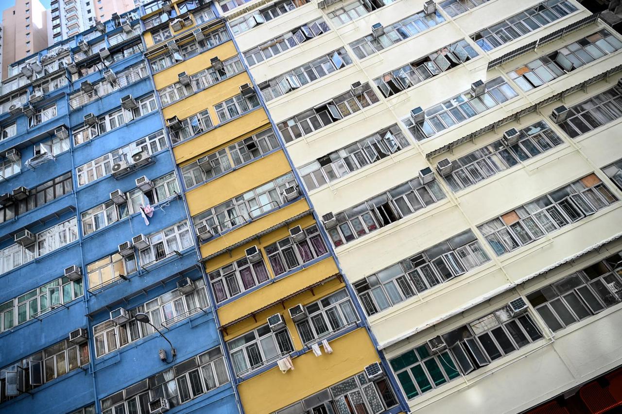 Yee Wa Building in Cheung Sha Wan, subdivided housing units that are home to people in Kowloon, Hong Kong, May 21, 2026. (AFP Photo)
