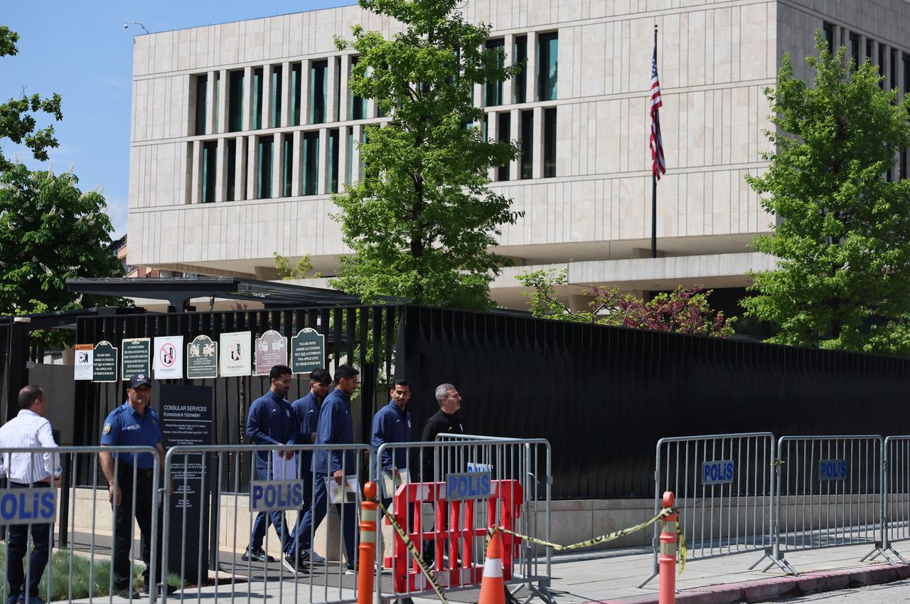 Iran's national football team players and members of their delegation leave the US Embassy in Ankara after submitting their visa applications ahead of the 2026 FIFA World Cup, May 21, 2026. (AFP Photo)