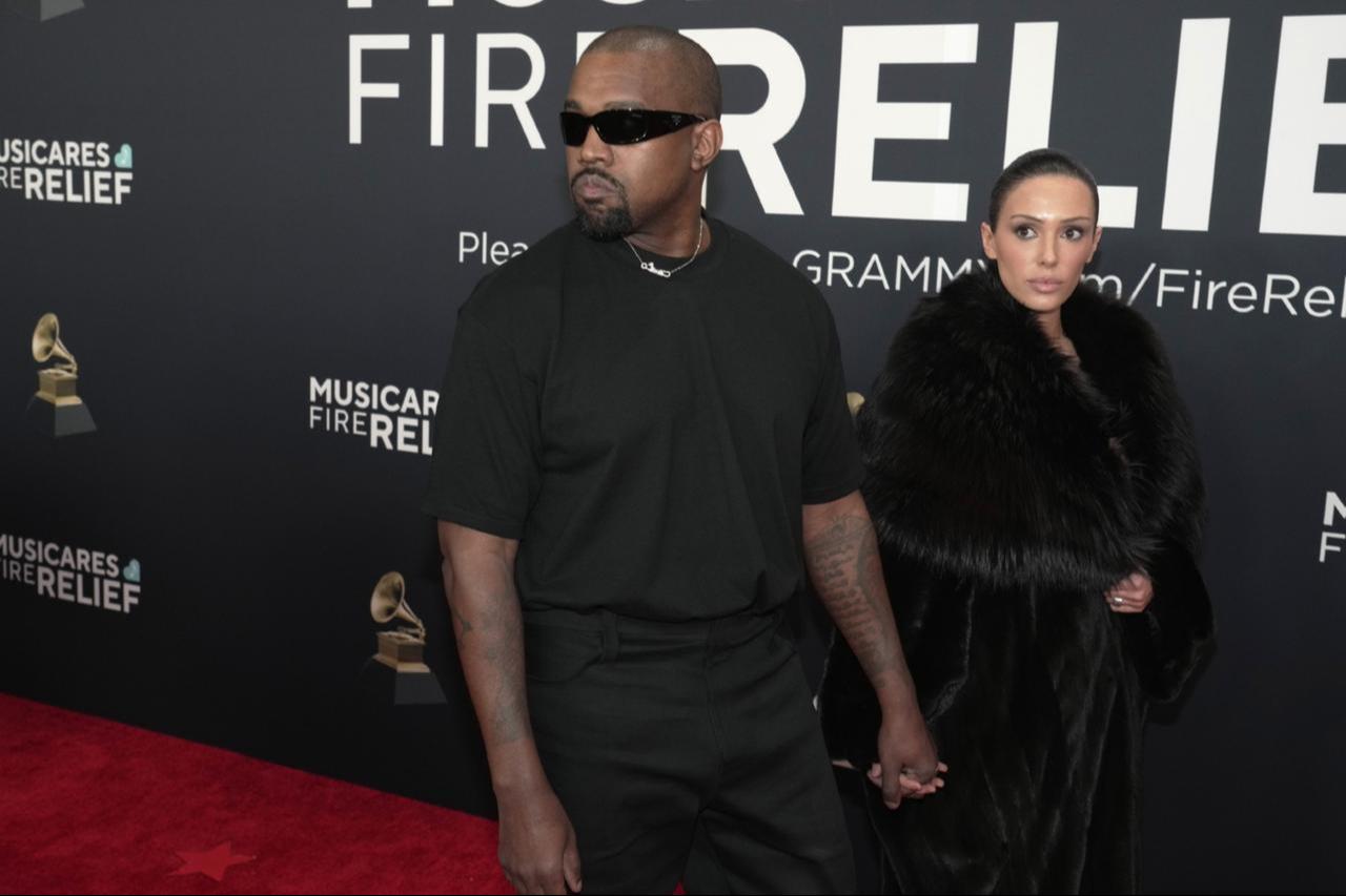 Kanye West and Bianca Censori attend the 67th Grammy Awards at Crypto.com Arena in Los Angeles, California, United States, Feb. 2, 2025. (AFP Photo)