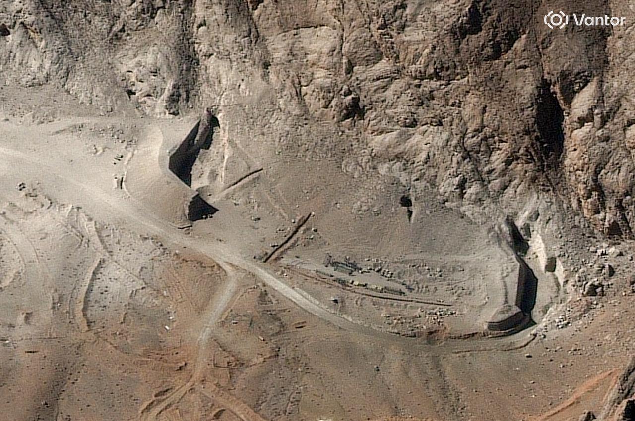 This handout satellite image, courtesy of Vantor, shows destroyed tunnel entrances at the Isfahan missile complex in central Iran on March 8, 2026, following an airstrike. (Photo by Satellite image Ã‚Â©2026 Vantor/AFP)