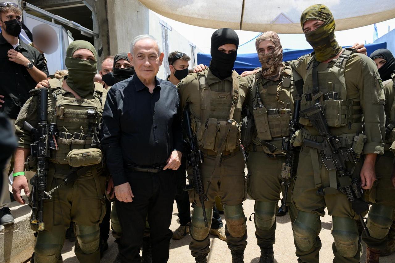 Israeli Prime Minister Benjamin Netanyahu, during a visit to the Israeli army's 36th Division on the northern Israeli border on May 29, 2026. (Photo via X/@IsraeliPM)