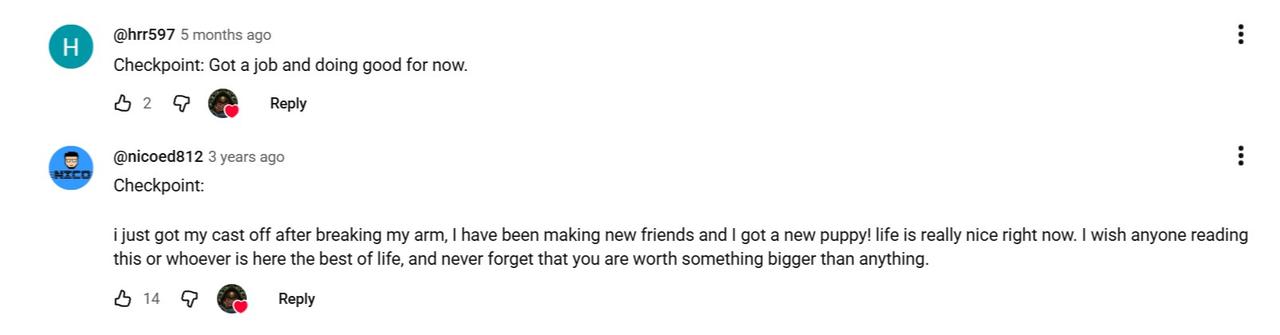 A screenshot of the “internet checkpoint” comments shared on YouTube. (Photo via YouTube / @Lavos)