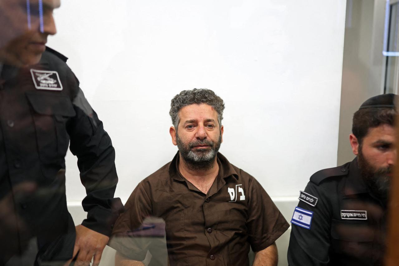 Spanish activist Saif Abu Keshek arrives at a court in Ashkelon on May 3, 2026. (AFP Photo)