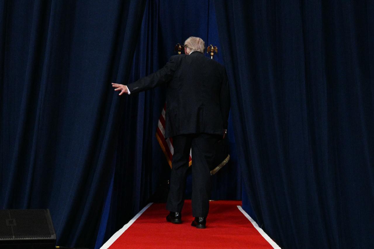 US President Donald Trump walks off the stage after speaking about taxes and Social Security in The Villages, Florida, on May 1, 2026. (AFP Photo)