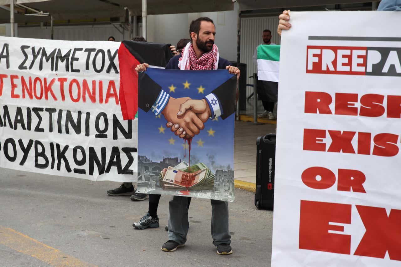 Activists detained aboard the Global Sumud Flotilla were brought to Heraklion Airport in Crete following their release, in Crete, Greece, May 1, 2026 (AA Photo)