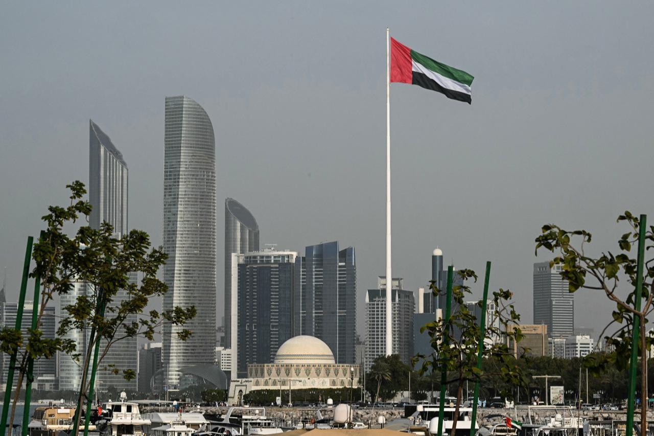 The Emirati flag flutters in Abu Dhabi on January 23, 2026. (AFP Photo)