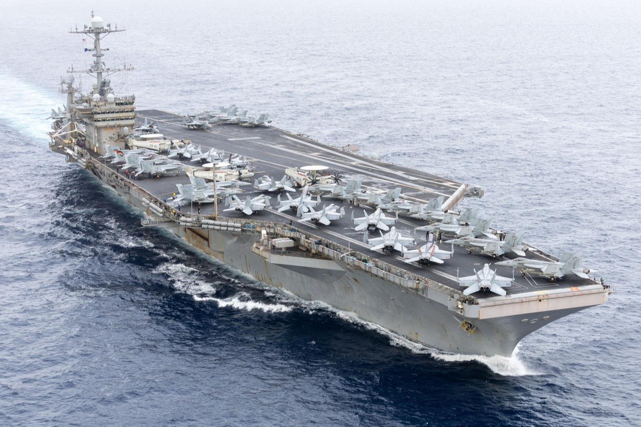 In this handout image provided by the US NAVY the Nimitz-class aircraft carrier USS Harry S. Truman (CVN 75) transits the Strait of Gibraltar, November 25, 2024 (AFP Photo)