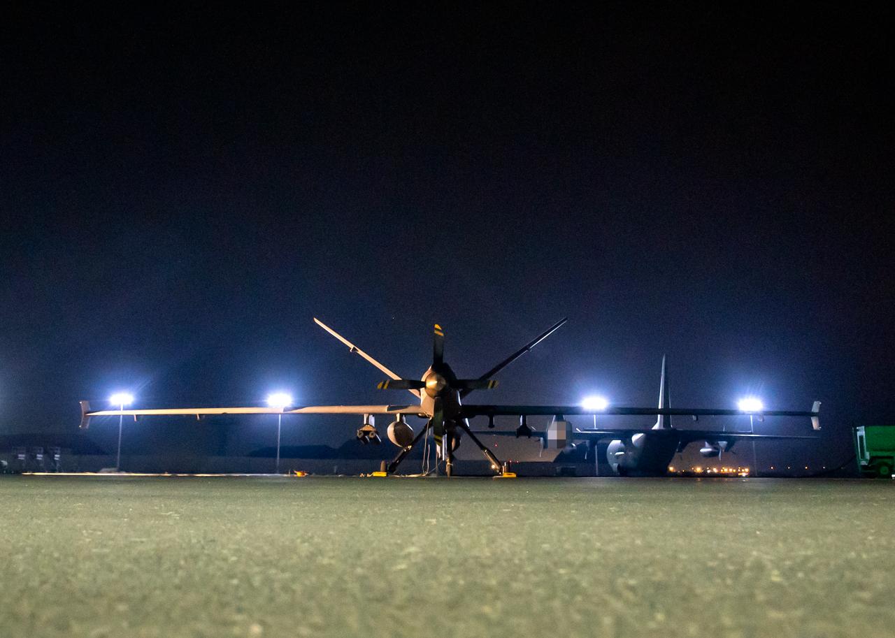 A U.S. Air Force MQ-9 UAV prepares for an Operation Agile Spartan mission departing from Ali Al Salem Air Base, Kuwait, August 21, 2023. (Photo via U.S. Air Force)