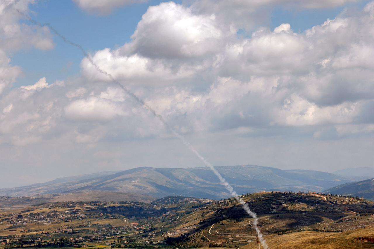 Israel's Iron Dome missile defence system intercepts incoming projectiles over southern Lebanon as seen from the Upper Galilee in northern Israel, May 29, 2026. (AFP Photo)