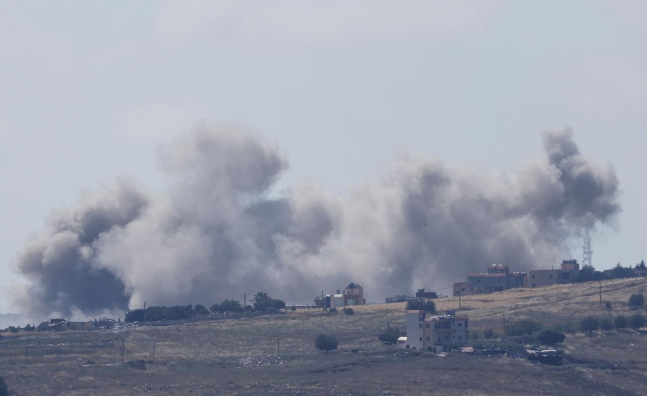 Smoke rises above the areas where Israeli army carried out airstrikes, violating the ceasefire, in Kfar Tebnit of Nabatieh, Lebanon, May 30, 2026. (AA Photo)