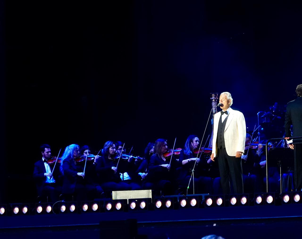 Italian tenor Andrea Bocelli performs during a concert marking the 30th anniversary of his album “Romanza” at Tupras Stadium in Istanbul, Türkiye, May 30, 2026. (AA Photo)