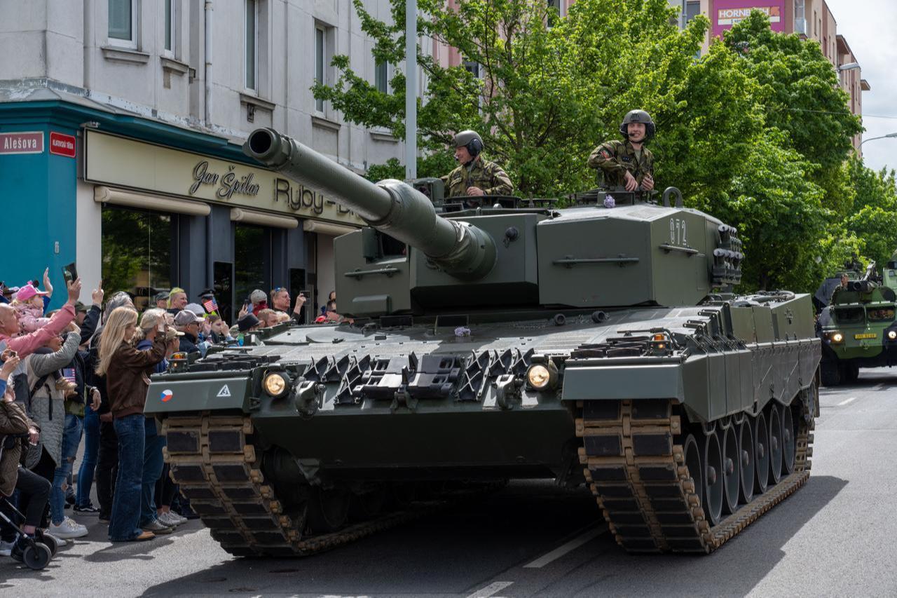 Czech Army soldiers drive military equipment through the streets during the Convoy of Liberty, celebrating the 80th anniversary of liberation in Pilsen, Czech Republic, May 4, 2025. (Photo via U.S. Army)