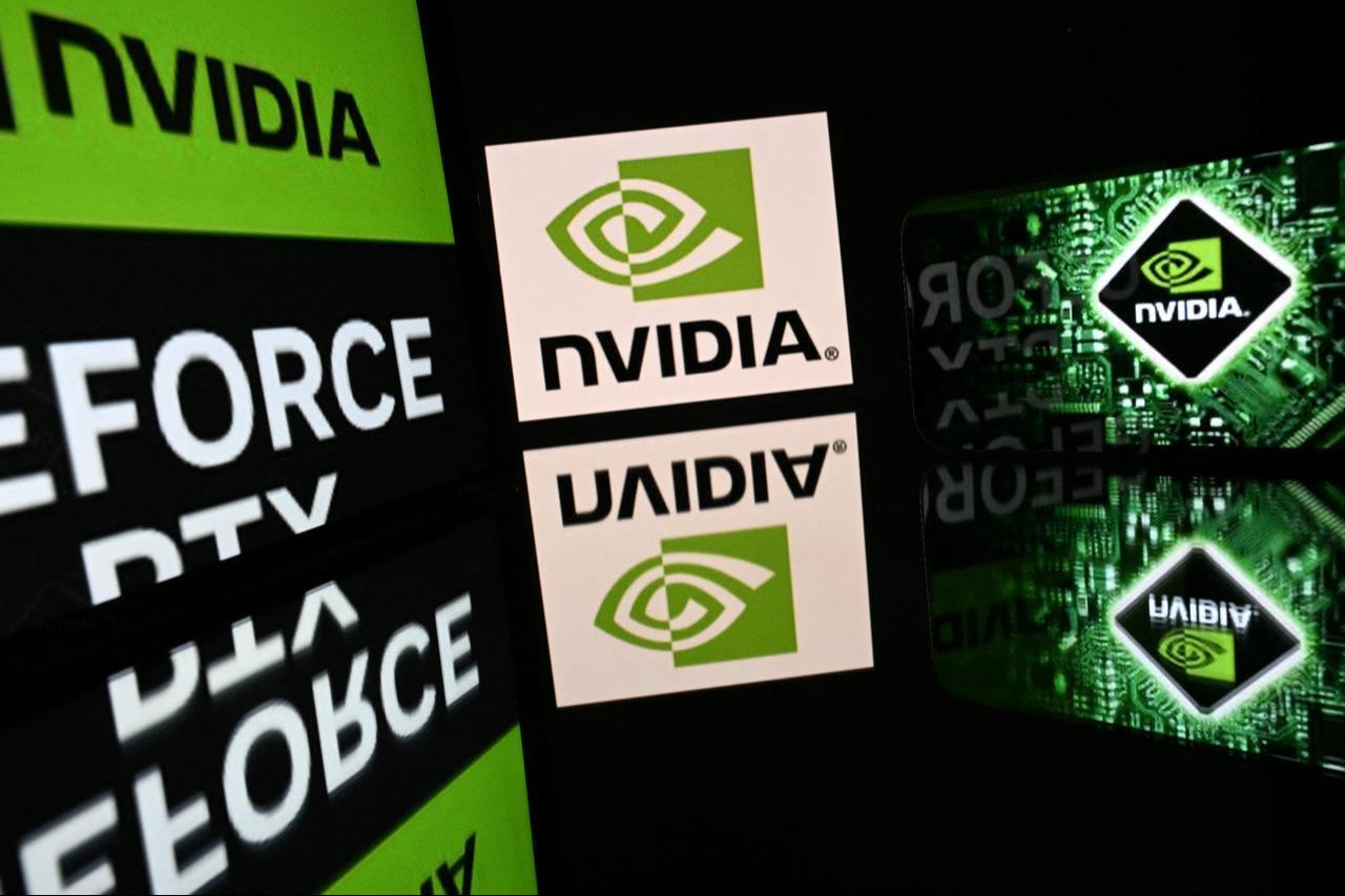 Photo illustration showing screens displaying the logo of U.S. chipmaker Nvidia in Toulouse, southwestern France, February 18, 2026. (AFP Photo)