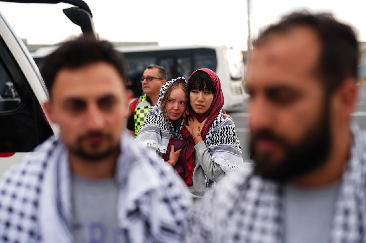 Bao Ngoc Ashley and other members of Global Sumud Flotilla, who were detained by Israel in international waters, arrive at Istanbul Airport in Istanbul, Türkiye, May 21, 2026. (AA Photo)