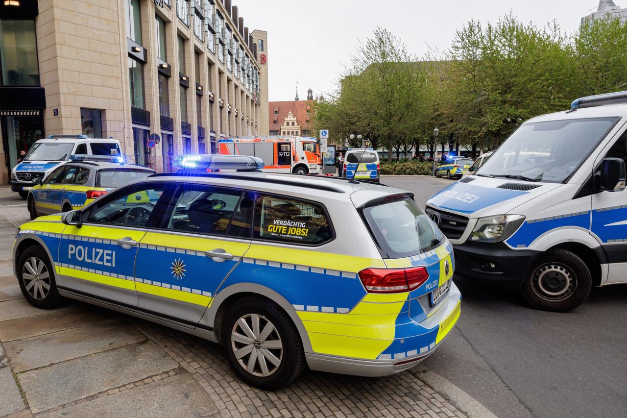Police cordon off the area after a car ploughed into people on a street leaving at least two dead and several injured, in the city centre in Leipzig, eastern Germany, May 4, 2026. (AFP Photo)