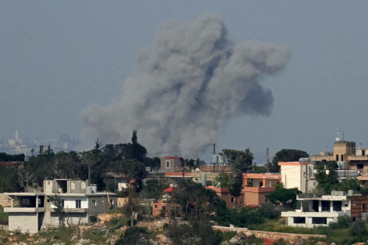 This photograph taken from the southern Lebanese area of Marjayoun shows smoke rising from the site of Israeli airstrikes that targeted the village of Zawtar al-Sharqiyah, Lebanon, May 3, 2026. (AFP Photo)