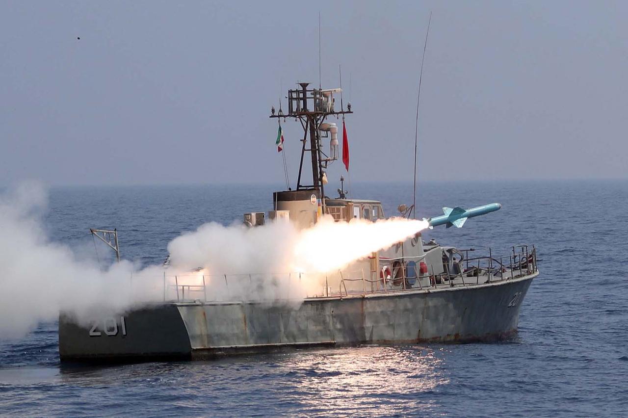 A handout picture provided by the Iranian Army's official website on September 11, 2020, shows an Iranian Nasr missile being fired from a navy warship during the second day of a military exercise in the Gulf, near the strategic strait of Hormuz in southern Iran. (Photo by Iranian Army office/AFP/HO)