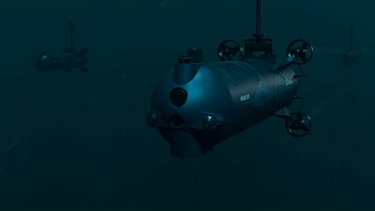 The photo shows Turkish defense giant Aselsan's Kilic kamikaze autonomous underwater vehicle. (Photo via screengrab from Aselsan's handout video)