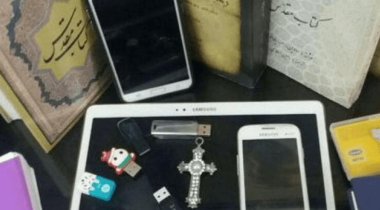 Items seized in an operation by an Iranian official targeting a man who claimed to run a network of house churches in Yazd province and asserted himself to be Jesus Christ, May 5, 2026. (Photo via Telegram)