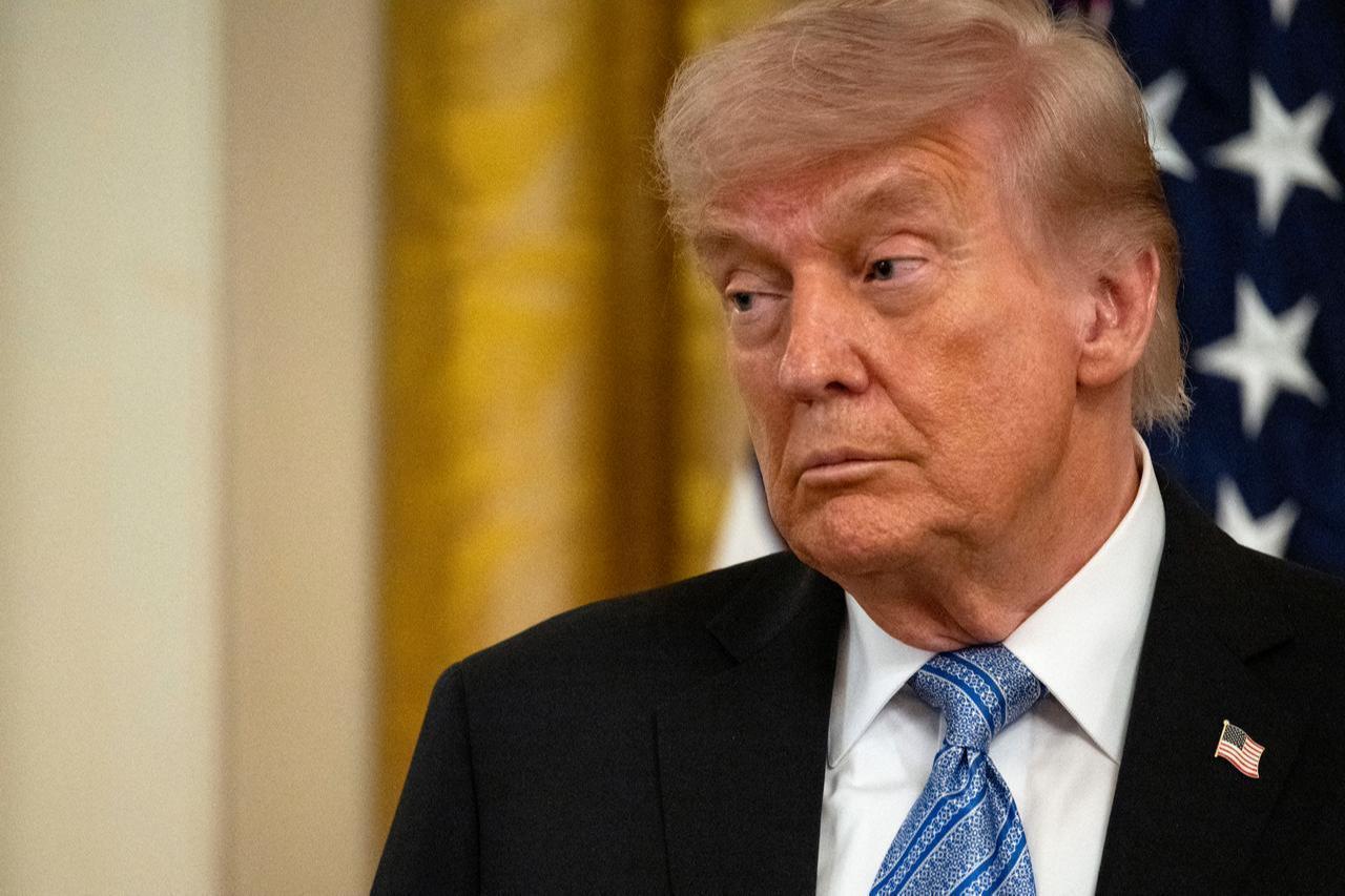 US President Donald Trump reacts as he participates in a Small Business Summit in the East Room of the White House in Washington, DC, May 4, 2026. (AFP Photo)
